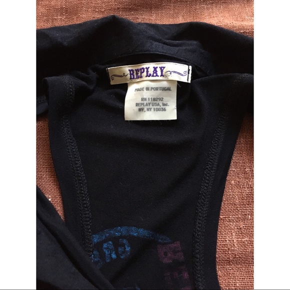 REPLAY Collar Tank Top, Stamps Razor Back T-Shirt - Picture 3 of 5